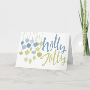 Modern Holly Jolly Minimalist Holiday Baubles Card