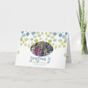 Modern Holly Jolly PHOTO Holiday Baubles Card