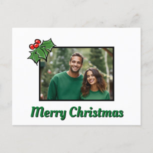 Modern Holly Leaves berries Christmas template