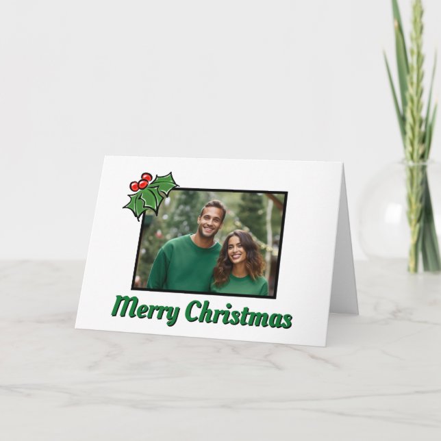 Modern Holly Leaves berries Christmas template (Front)