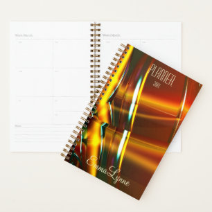 Modern Holographic Amber Gold Personalised Planner