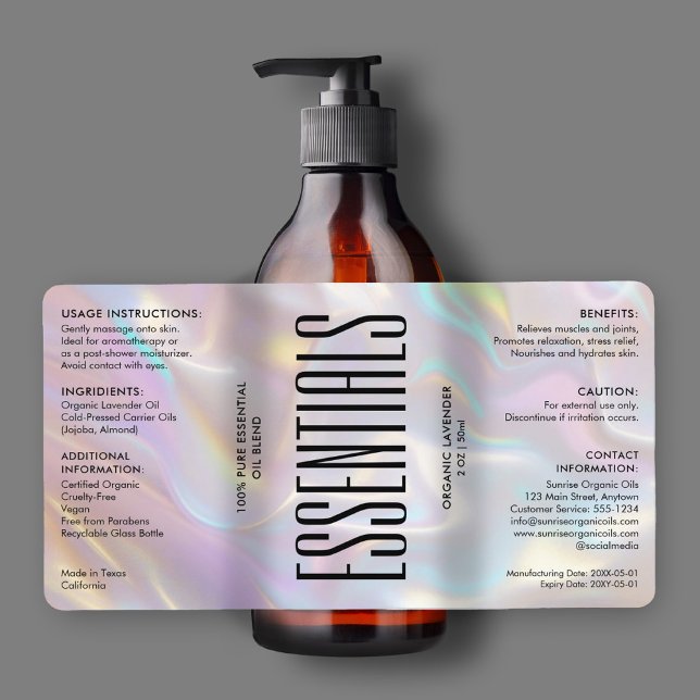 Modern Holographic Bath Body Beauty Ingredients  (Modern Holographic Bath Body Beauty Ingredients Label
)