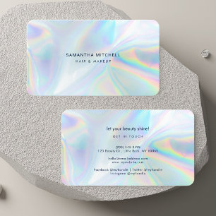 Modern Holographic Beautician Makeup Artist Business Card