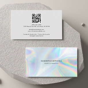 Modern Holographic Beautician Trendy Business Card