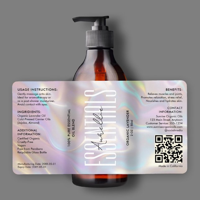Modern Holographic Beauty Bath Body Cosmetic QR (Modern Holographic Beauty Bath Body Cosmetic QR Label
)