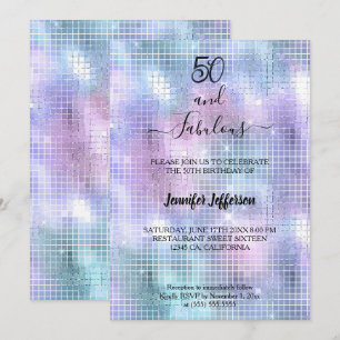 Modern holographic Birthday Invitation