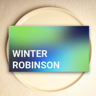 Modern holographic blue green turquoise business card
