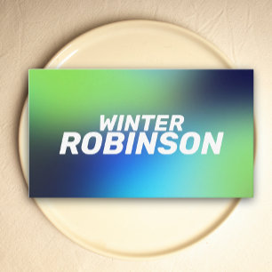 Modern holographic blue green turquoise business card