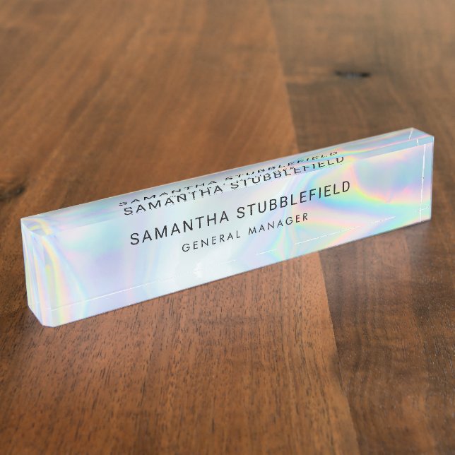 Modern Holographic Business Employees Nameplate (Side)