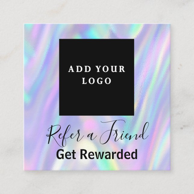 Modern Holographic Business Logo Promotional Referral Card (Front)