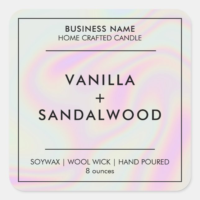 Modern Holographic Candle Label Sticker (Front)