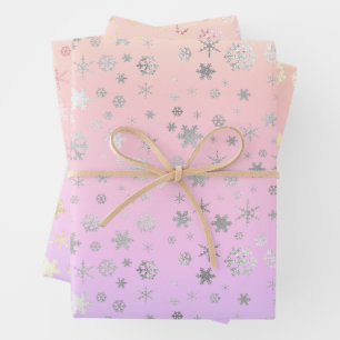 Modern Holographic Christmas Snowflake Pattern  Wrapping Paper Sheet