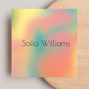  Modern Holographic Colourful Hair & Makeup Salon  Square Business Card