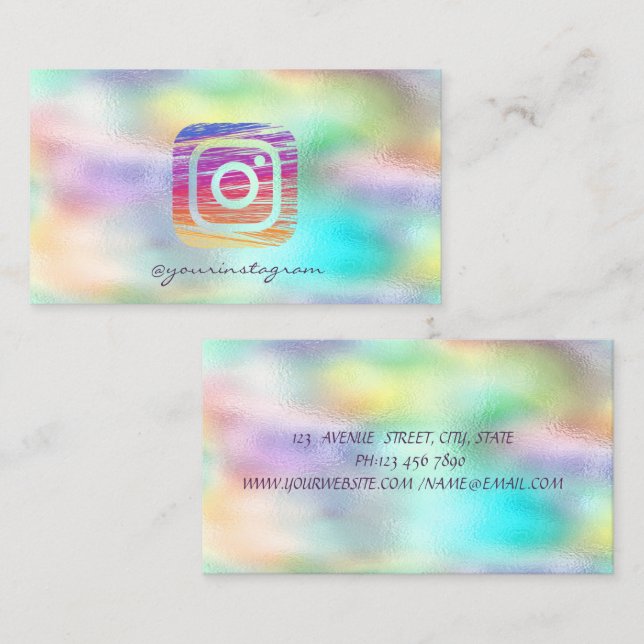 Modern Holographic Colourful Instagram Business Card (Front/Back)