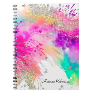 Modern Holographic Colourful Marbled Glitter Notebook