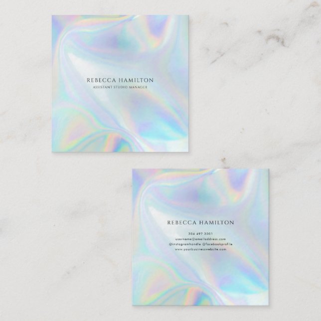 Modern Holographic Company Manager Square Business Card (Front/Back)