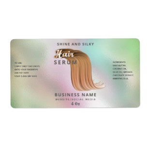 Modern holographic elegant  hair serum label