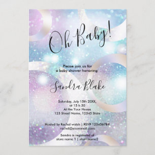 Modern Holographic Foil Circles Holograph Invitation