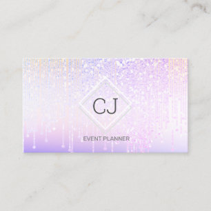 Modern Holographic Glitter Crystal Dripping Logo Business Card
