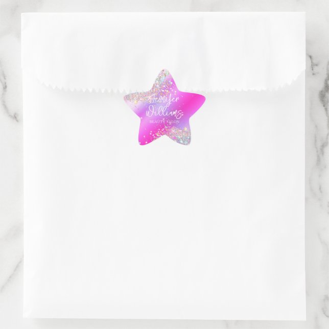 Modern Holographic Glitter Faux Foil Business Star Sticker (Bag)