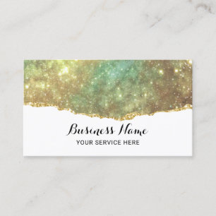 Modern Holographic Glitter Glam Gold Salon & Spa Business Card