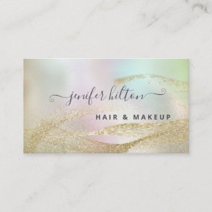 Modern holographic gold abstract signature business card