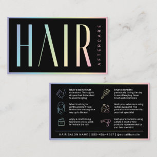 Modern Holographic Hair Extensions After Care Business Card