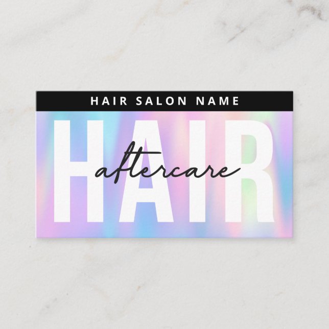 Modern Holographic Hair Extensions After Care Hair Business Card (Front)