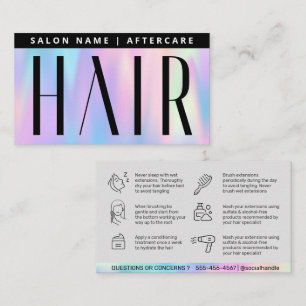 Modern Holographic Hair Extensions After Care Hair Business Card