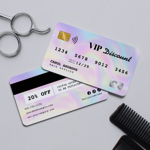 Modern Holographic Hairstylist Credit Card VIP