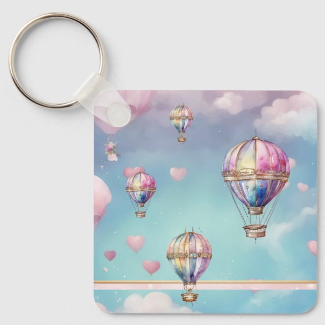 Modern Holographic Hot Air Balloon Keychain (Front)