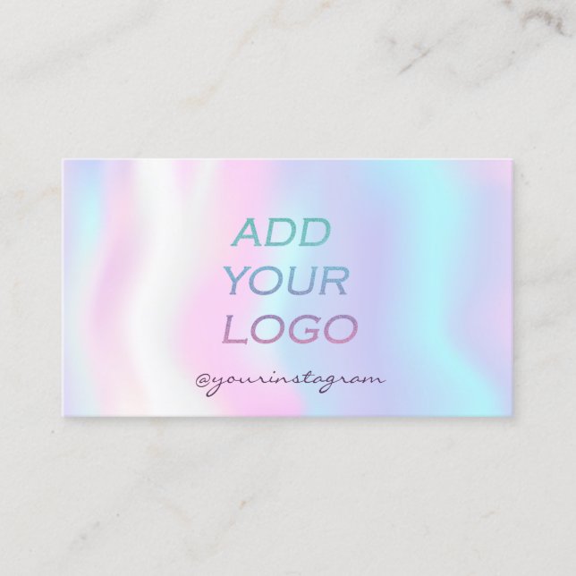 Modern Holographic Instagram Add Your Logo Business Card (Front)