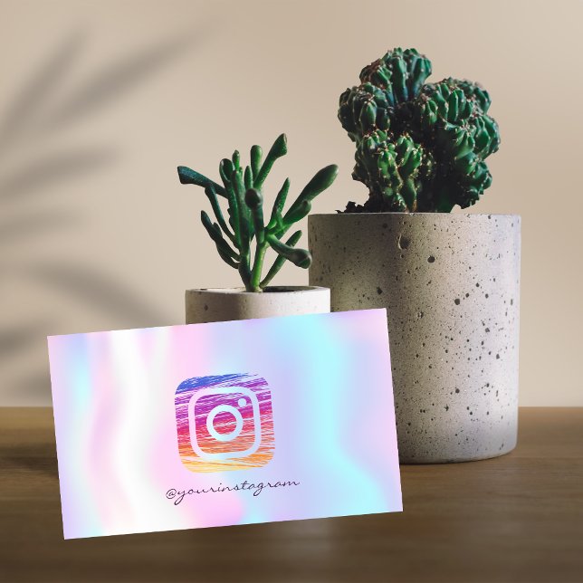 Modern Holographic Instagram Social Media Business Card (Creator Uploaded)