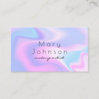 Modern holographic makeup artist pastel rainbow business card