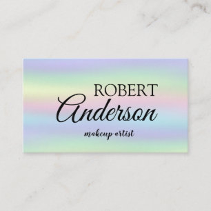 Modern holographic makeup artist unicorn rainbow business card
