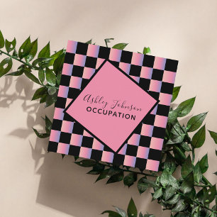 Modern Holographic Makeup Social Media Add QR Code Square Business Card