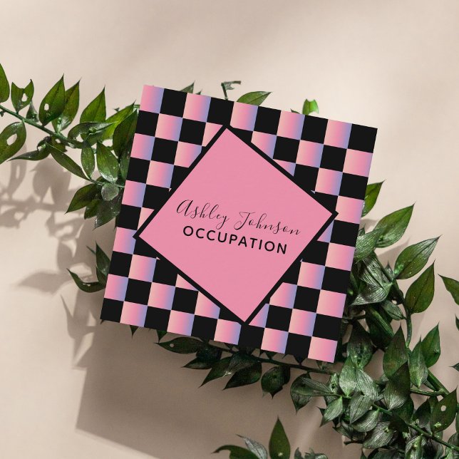 Modern Holographic Makeup Social Media Add QR Code Square Business Card (Creator Uploaded)