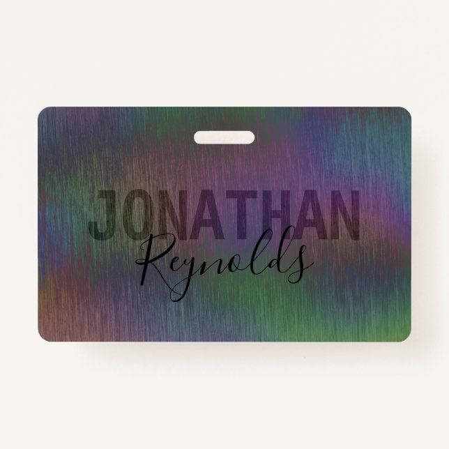 Modern Holographic Metal Name Monogram - Badge ID Badge (Front)