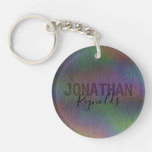 Modern Holographic Metal Name Monogram - Keychain