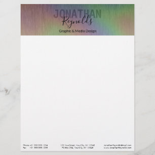 Modern Holographic Metal Name Monogram Letterhead
