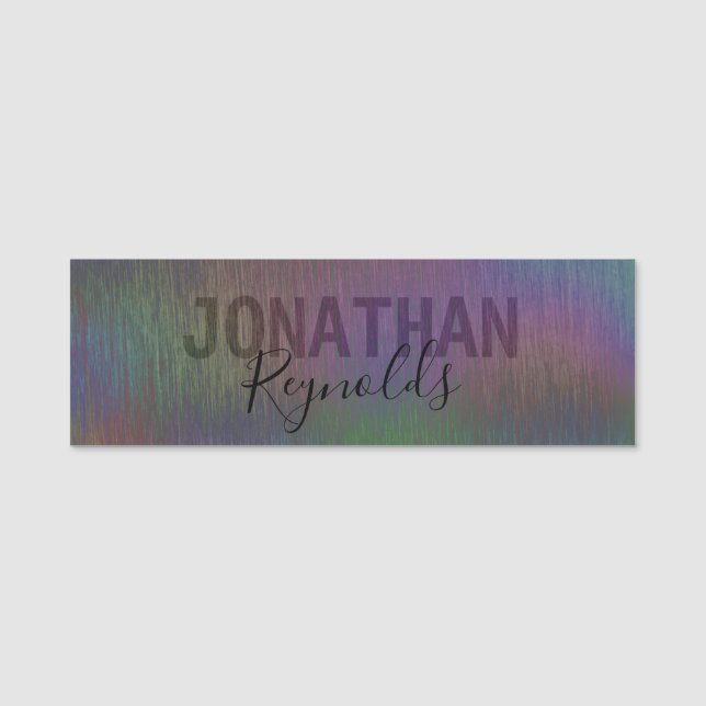 Modern Holographic Metal Name Monogram Name Tag (Front)