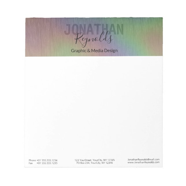 Modern Holographic Metal Name Monogram - Notepad (Front)