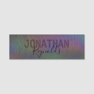 Modern Holographic Metal Name Monogram Tag