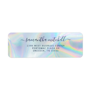 Modern Holographic Navy Personal Return Address