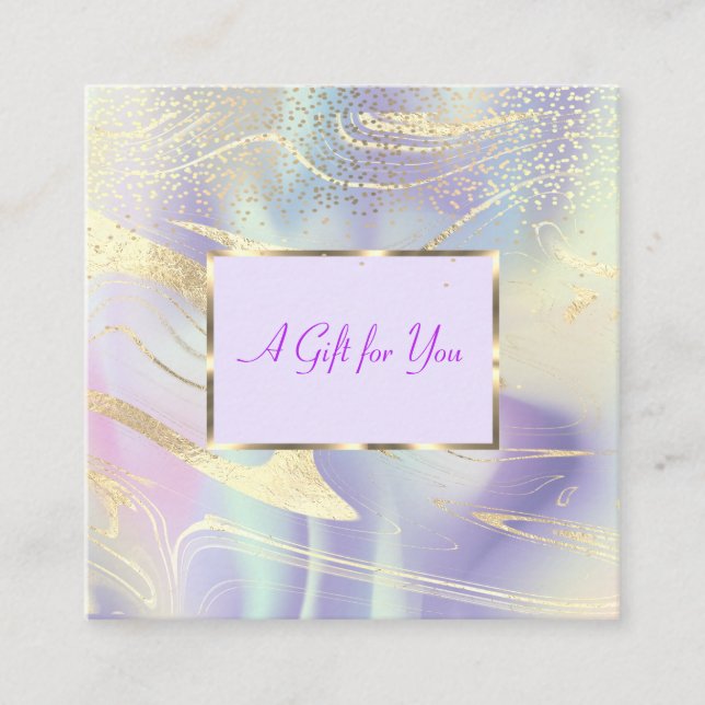 Modern Holographic,Opal,Frame,Confetti  Discount Card (Front)