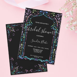 Modern Holographic Ornament Indian Bridal Shower Invitation