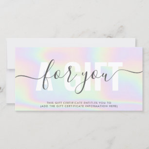 Modern holographic pastel rainbow salon gift card
