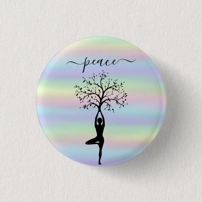 Modern Holographic, Peace Yoga 3 Cm Round Badge (Front)