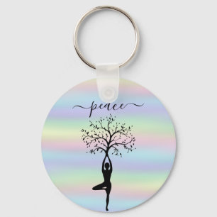 Modern Holographic, Peace Yoga Key Ring