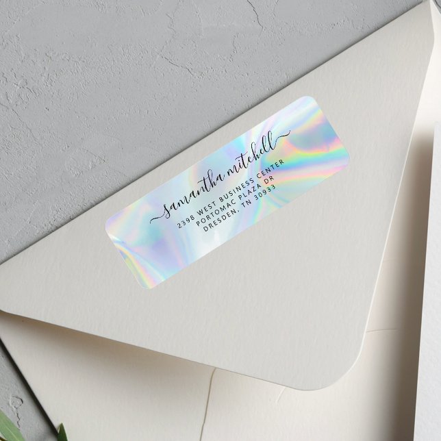 Modern Holographic Personal Return Address (Holographic Personalized Script Return Address Label)